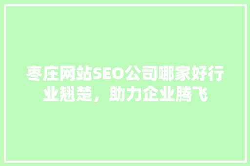枣庄网站SEO公司哪家好行业翘楚，助力企业腾飞