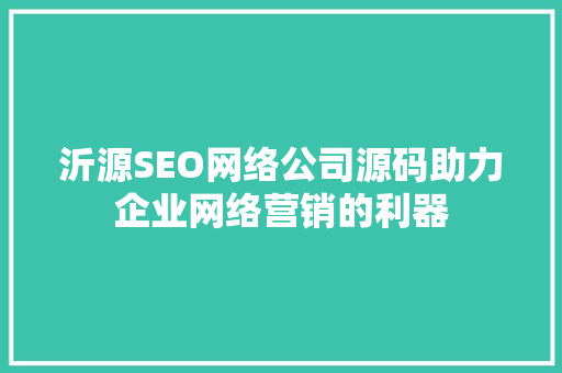 沂源SEO网络公司源码助力企业网络营销的利器