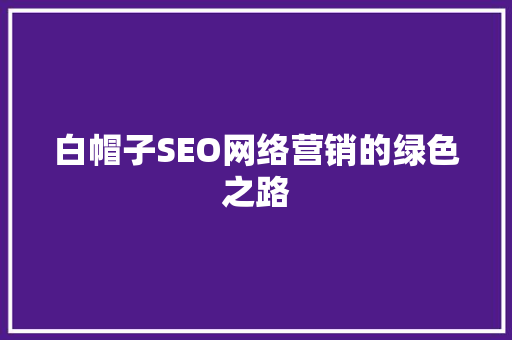 白帽子SEO网络营销的绿色之路