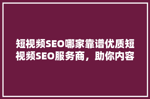 短视频SEO哪家靠谱优质短视频SEO服务商，助你内容脱颖而出