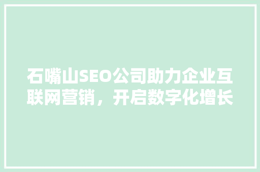 石嘴山SEO公司助力企业互联网营销，开启数字化增长新篇章