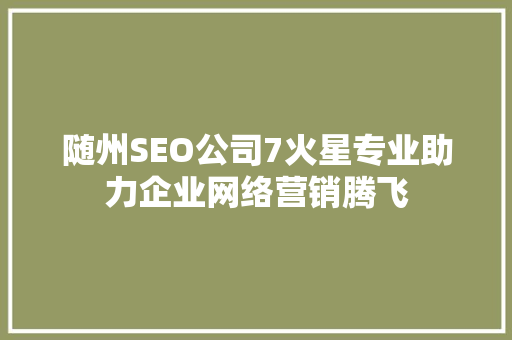 随州SEO公司7火星专业助力企业网络营销腾飞