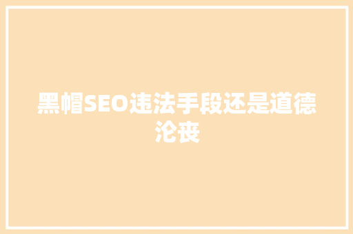 黑帽SEO违法手段还是道德沦丧