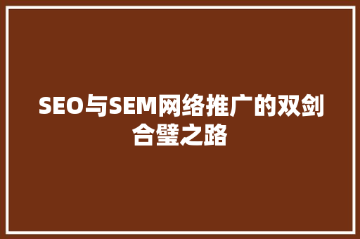 SEO与SEM网络推广的双剑合璧之路  第1张