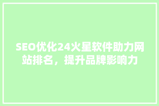 SEO优化24火星软件助力网站排名，提升品牌影响力