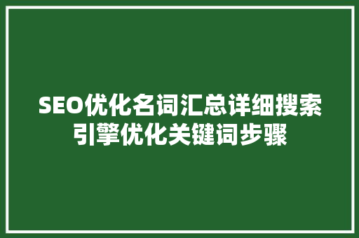 SEO优化名词汇总详细搜索引擎优化关键词步骤