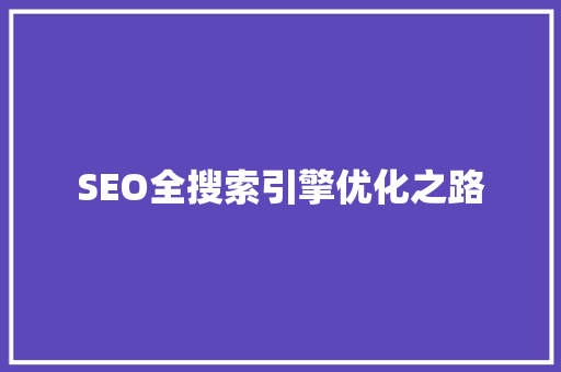 SEO全搜索引擎优化之路