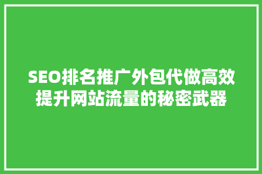 SEO排名推广外包代做高效提升网站流量的秘密武器