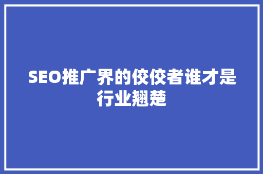 SEO推广界的佼佼者谁才是行业翘楚