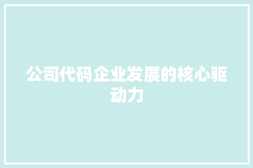 公司代码企业发展的核心驱动力