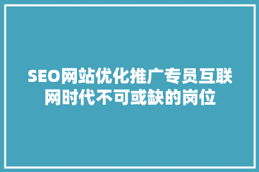 SEO网站优化推广专员互联网时代不可或缺的岗位