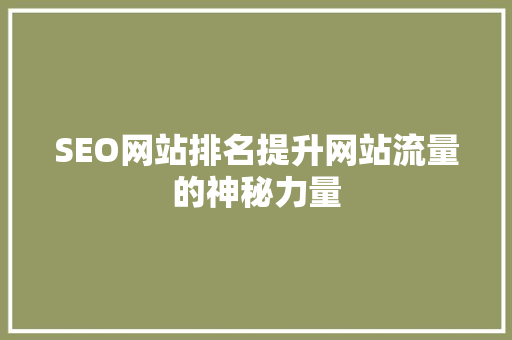 SEO网站排名提升网站流量的神秘力量