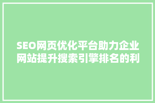 SEO网页优化平台助力企业网站提升搜索引擎排名的利器