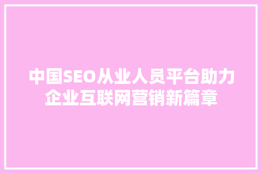 中国SEO从业人员平台助力企业互联网营销新篇章  第1张