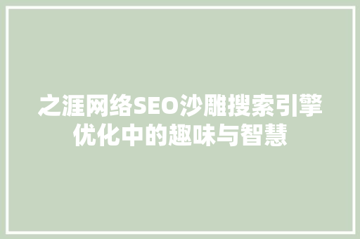 之涯网络SEO沙雕搜索引擎优化中的趣味与智慧