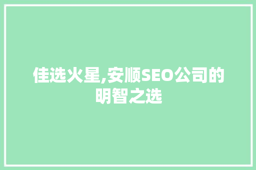 佳选火星,安顺SEO公司的明智之选
