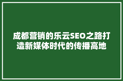 成都营销的乐云SEO之路打造新媒体时代的传播高地