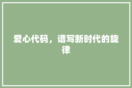 爱心代码，谱写新时代的旋律