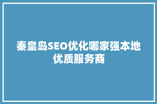 秦皇岛SEO优化哪家强本地优质服务商