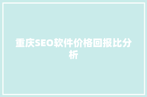 重庆SEO软件价格回报比分析  第1张