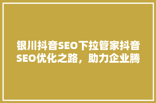 银川抖音SEO下拉管家抖音SEO优化之路，助力企业腾飞
