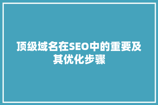 顶级域名在SEO中的重要及其优化步骤