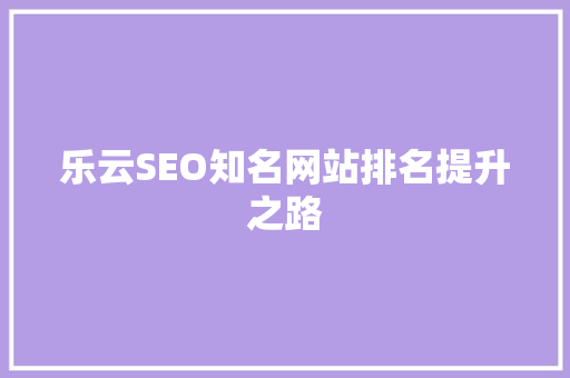 乐云SEO知名网站排名提升之路