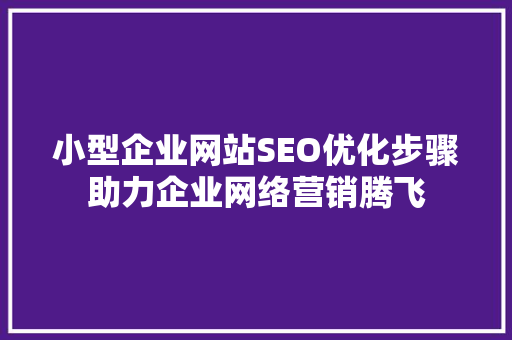 小型企业网站SEO优化步骤助力企业网络营销腾飞