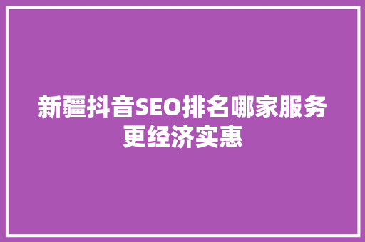 新疆抖音SEO排名哪家服务更经济实惠