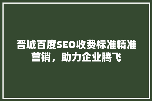 晋城百度SEO收费标准精准营销，助力企业腾飞