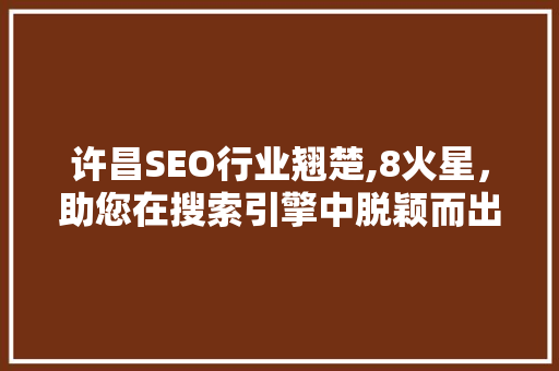许昌SEO行业翘楚,8火星，助您在搜索引擎中脱颖而出