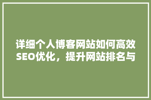 详细个人博客网站如何高效SEO优化，提升网站排名与流量