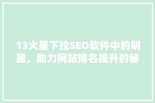 13火星下拉SEO软件中的明星，助力网站排名提升的秘密武器