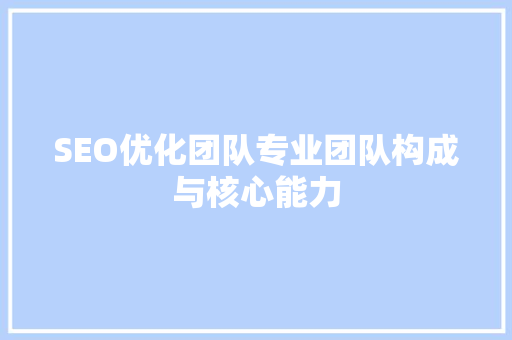 SEO优化团队专业团队构成与核心能力