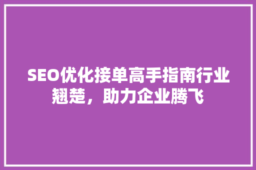 SEO优化接单高手指南行业翘楚，助力企业腾飞
