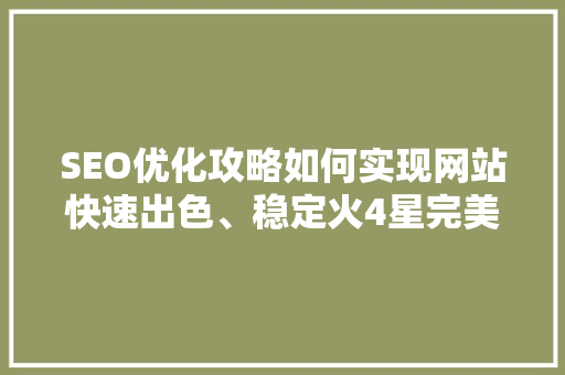 SEO优化攻略如何实现网站快速出色、稳定火4星完美表现