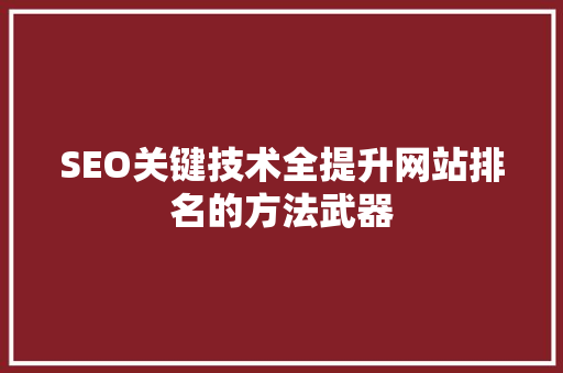 SEO关键技术全提升网站排名的方法武器
