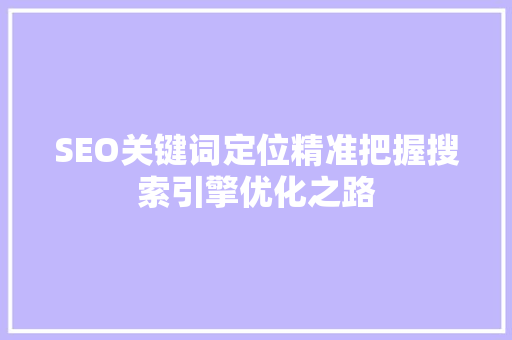 SEO关键词定位精准把握搜索引擎优化之路