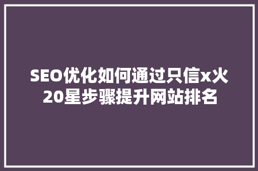 SEO优化如何通过只信x火20星步骤提升网站排名