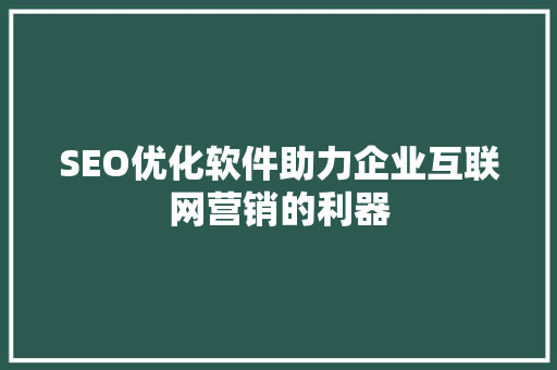 SEO优化软件助力企业互联网营销的利器