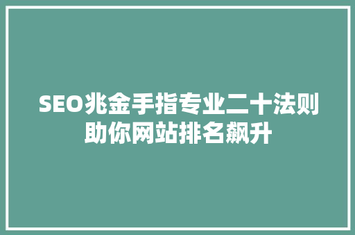 SEO兆金手指专业二十法则助你网站排名飙升