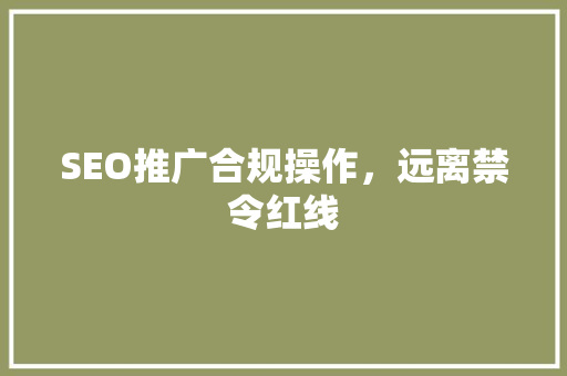 SEO推广合规操作，远离禁令红线