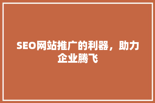SEO网站推广的利器，助力企业腾飞