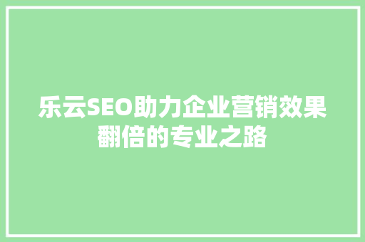 乐云SEO助力企业营销效果翻倍的专业之路