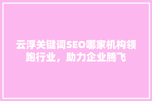 云浮关键词SEO哪家机构领跑行业，助力企业腾飞