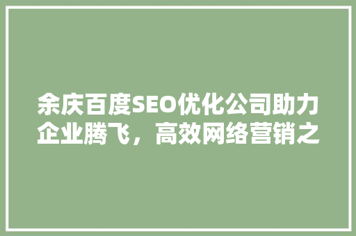 余庆百度SEO优化公司助力企业腾飞，高效网络营销之路