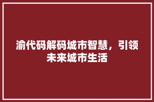 渝代码解码城市智慧，引领未来城市生活
