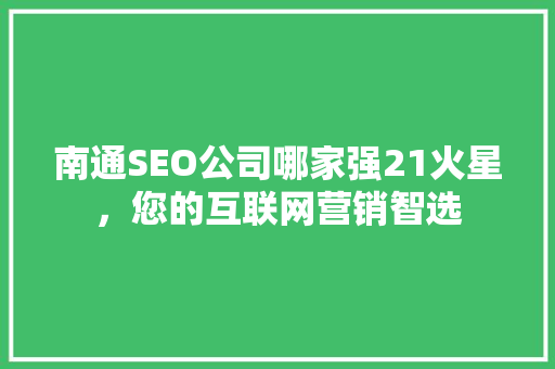 南通SEO公司哪家强21火星，您的互联网营销智选