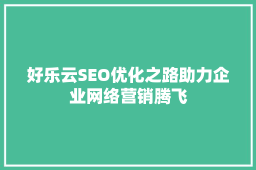 好乐云SEO优化之路助力企业网络营销腾飞