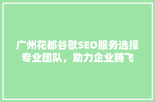 广州花都谷歌SEO服务选择专业团队，助力企业腾飞  第1张